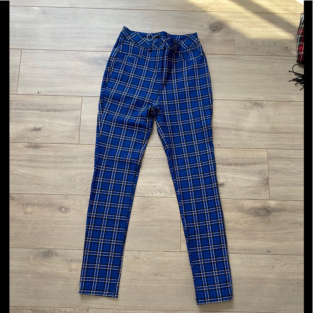 Blue n black plaid  pant